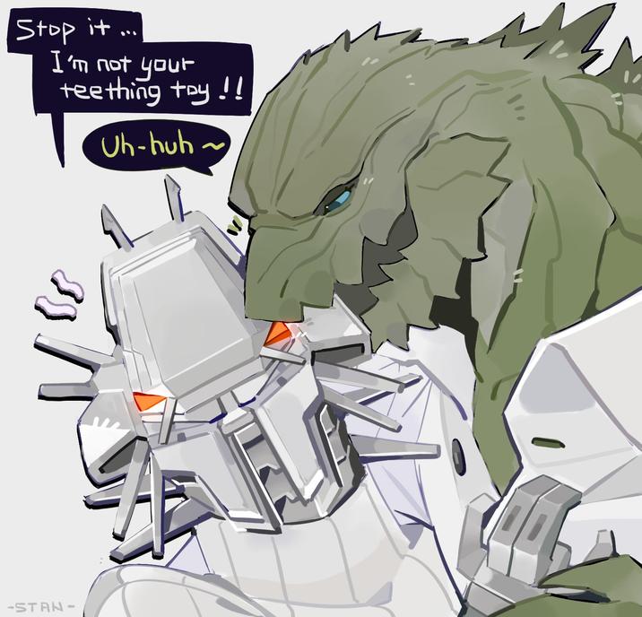Stop it I'm not your teething try!! T Uh-huh~ -STAN-