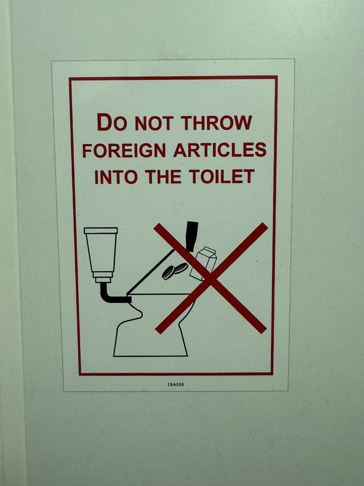 DO NOT THROW FOREIGN ARTICLES INTO THE TOILET ISA530