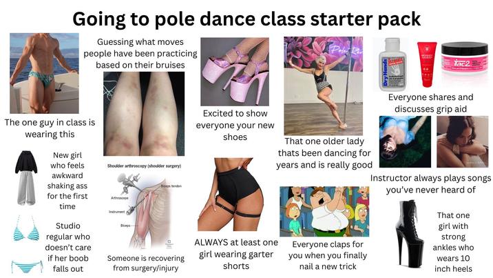 Going to pole dance class starter pack Guessing what moves people have been practicing based on their bruises Pole Re Dry Hands ULTIMATE MONKEY HANDS 1407 So effective rep The one guy in class is wearing this New girl who feels awkward shaking ass for the first time Studio regular who doesn't care if her boob falls out Shoulder arthroscopy (shoulder surgery) Biceps tendon Arthroscope Instrument Biceps Cleveland Clinic 02025 Someone is recovering from surgery/injury Excited to show everyone your new shoes That one older lady thats been dancing for lac2 TOTAL ABSOLUTE CONTROL 44 1 REGULAR STRENGTH POLE FITNESSP Everyone shares and discusses grip aid years and is really good Instructor always plays songs you've never heard of ALWAYS at least one girl wearing garter shorts Everyone claps for you when you finally nail a new trick That one girl with strong ankles who wears 10 inch heels