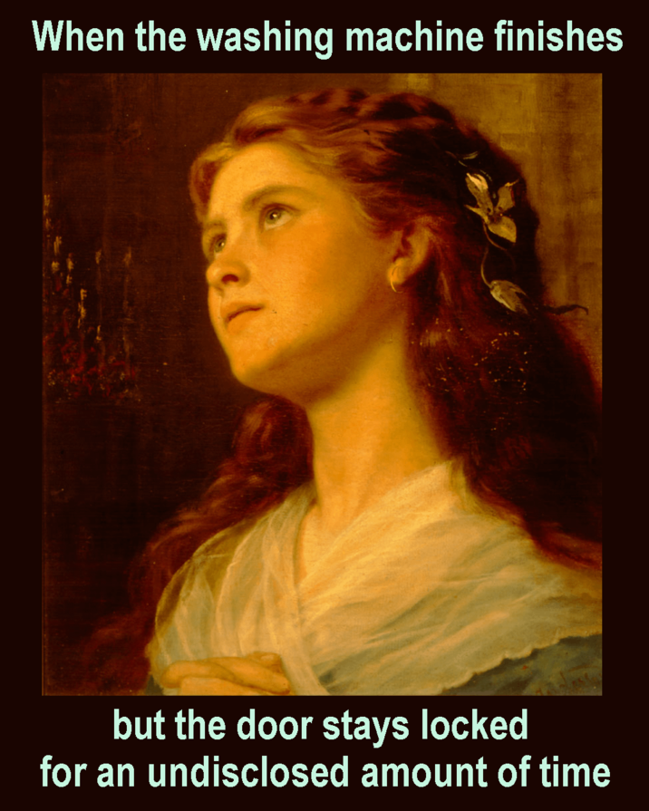When the washing machine finishes 12 but the door stays locked for an undisclosed amount of time