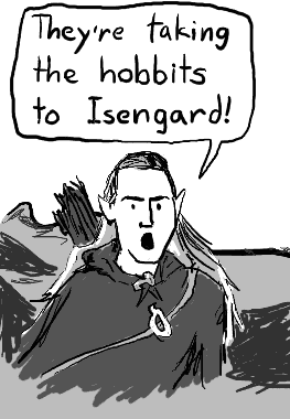 They're taking the hobbits to Isengard!