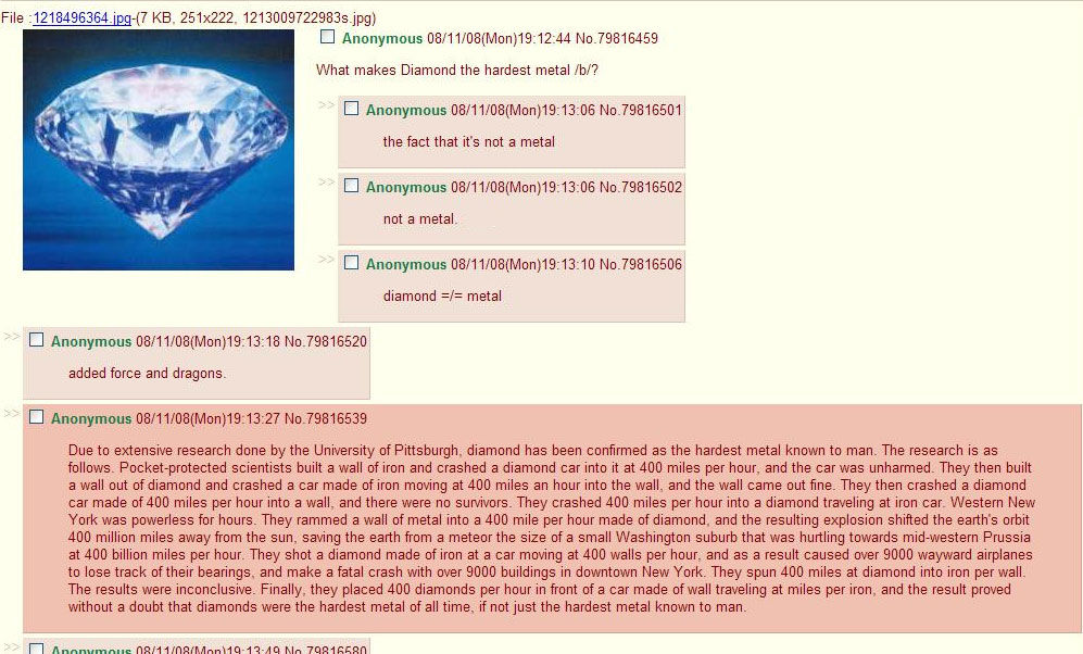 Diamond Is The Hardest Metal 4chan