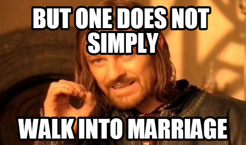 BUT ONE DOES NOT SIMPLY WALKINTO MARRIAGE