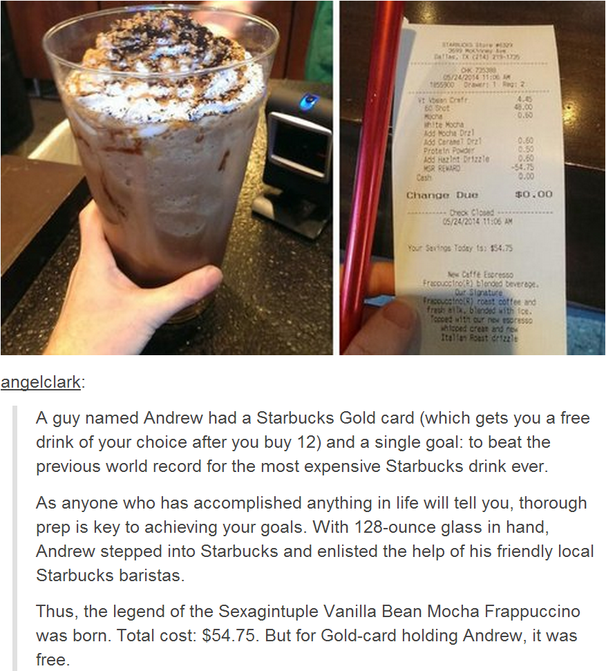 A Guy Named Andrew Had A Starbucks Gold Card which Gets You A Free 