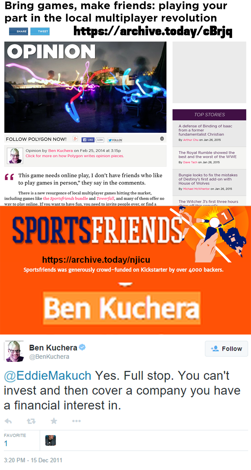 undisclosed financial ties of ben kuchera with a game he supported gamergate know your meme know your meme