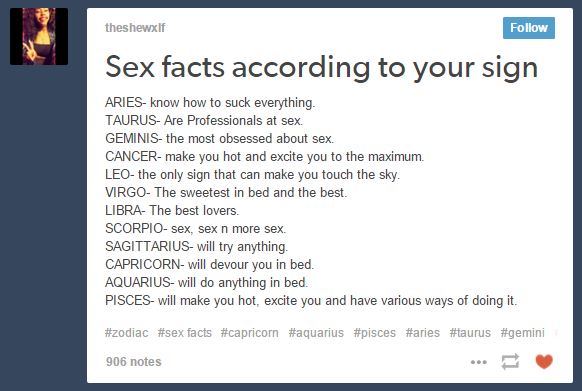 Sex Facts According To Your Sign The Signs As Know Your Meme 5251