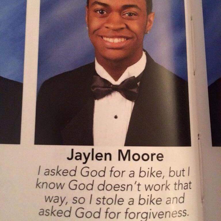 Asking God For A Bike High School Senior Yearbook Photos Know Your Meme