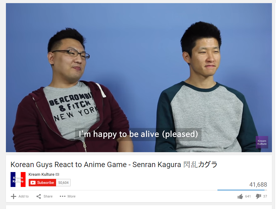 BERCAOMB 8 FITCH NEW YOR I'm happy to be alive (pleased) Kream Kulture Korean Guys React to Anime Game-sen ran Kagura閃乱カグラ Kream Kulture Subscribe 50,604 41,688 Add to Share More 641