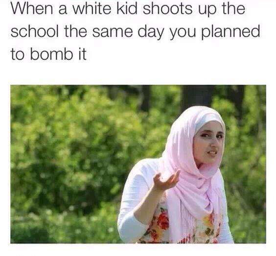 When a white kid shoots up the school the same day you planned to bomb it