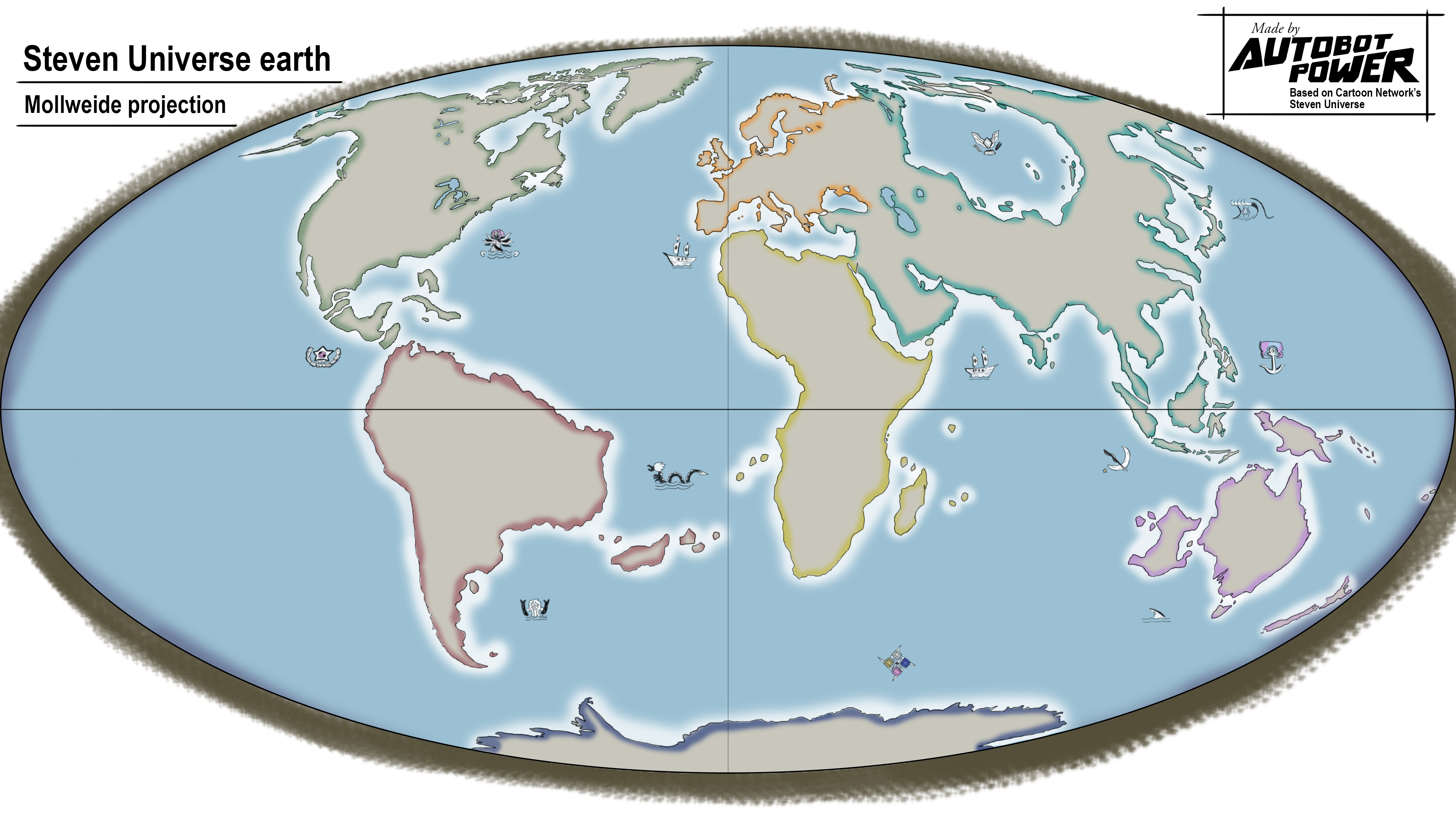 Steven Universe Earth Map World Map Gray