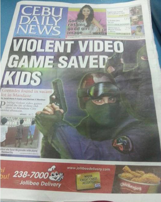 CEBU DAILY NEWS retain Image VIOLENT VIDEO GAME SAVED KIDS Grenades found in vacant lot in Mandaue dren iy Mandaue City teeday aternoon www.jollibeedelivery.com u238-7000 MAIOR CREDIT CARDS 三Jollibee Delivery ch