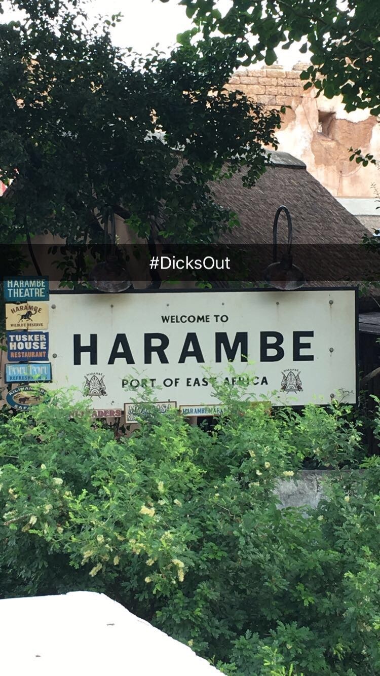 #DicksOut THEATRE HARAM WELCOME TO TUSKER HOUSE RESTAURANT HARAMBE PORT OF EAS AFR CA