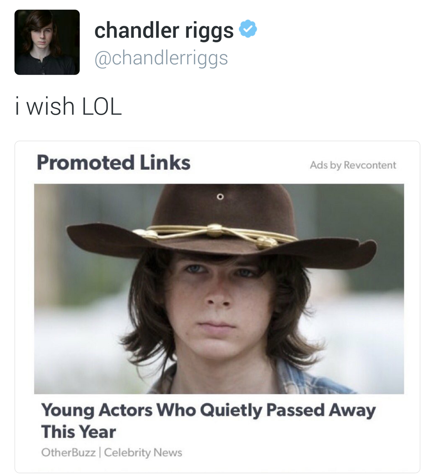 "Other Source: Twitter":https://twitter.com/chandlerriggs/status/785209094772842497