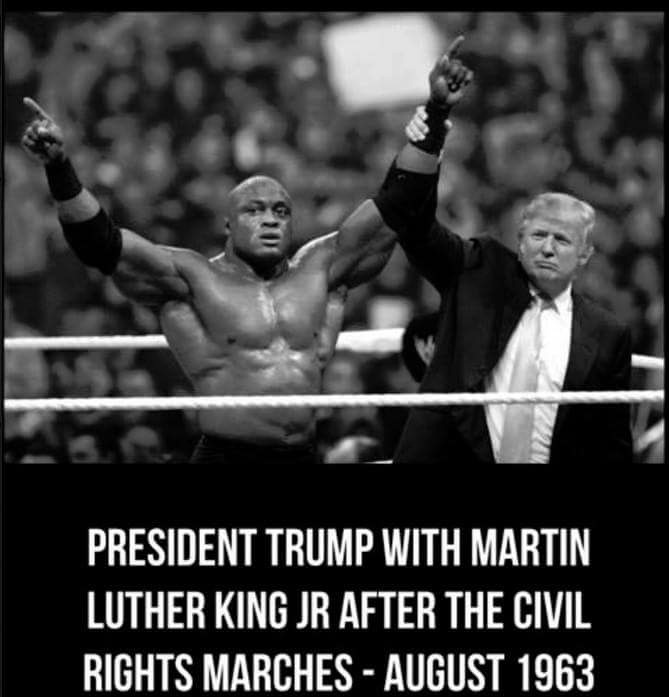 PRESIDENT TRUMP WITH MARTIN LUTHER KING JR AFTER THE CIVIL RIGHTS MARCHES-AUGUST 1963