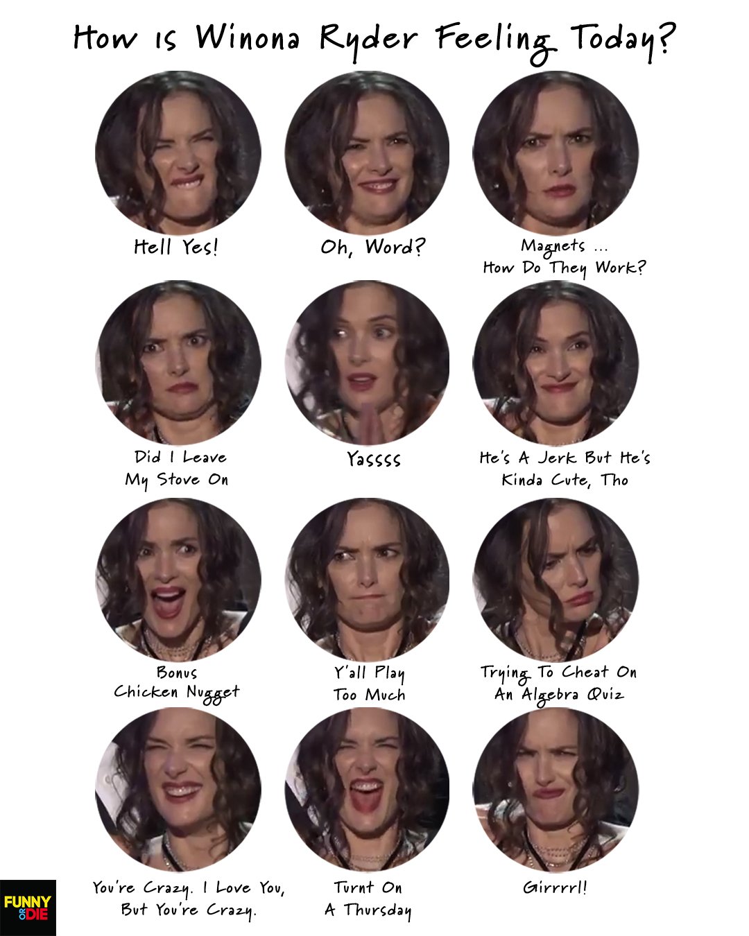 The Many Faces Of Winona Ryder At The Sag Awards Last Night Winona Ryder S Sag Award Reaction Know Your Meme