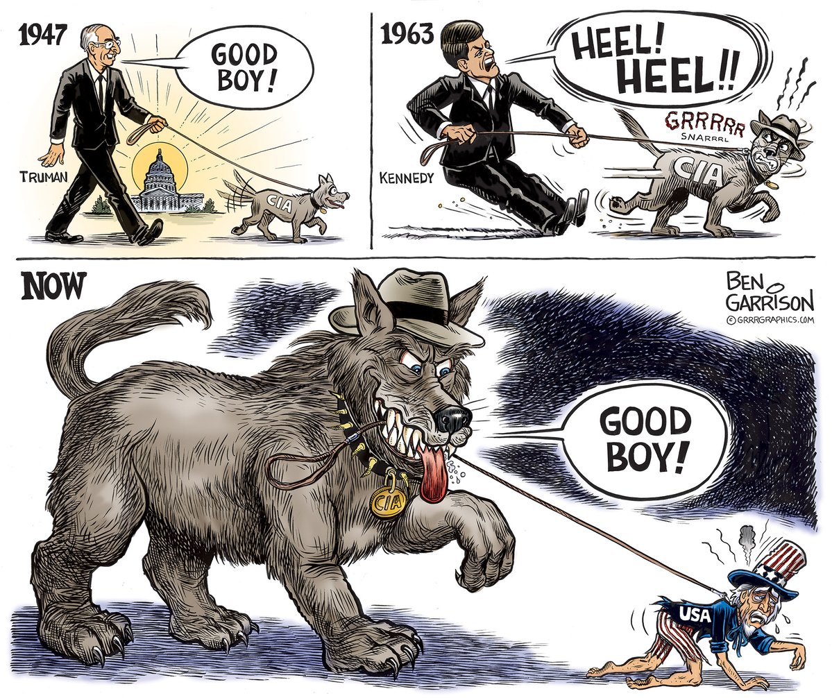 1963 HEEL! 1947 GOO HEEL!! BOY! SNARRRL CIA KENNEDY TRUMAN CIA BENO NoW GARRISON @cRRRGRAPHICS.COM GOOD BOY! USA