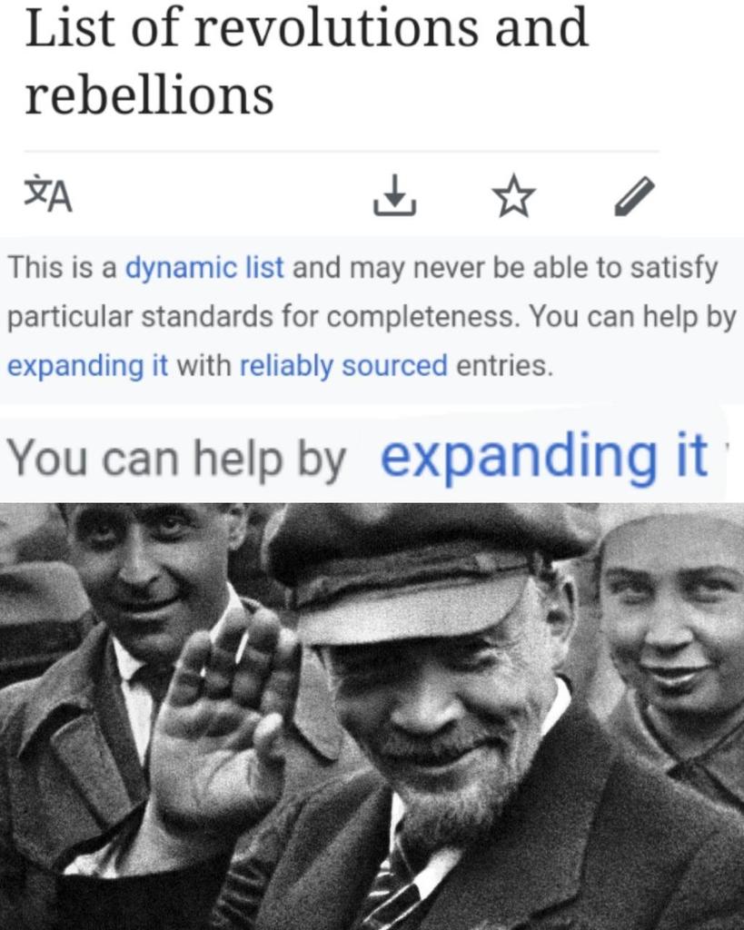 Long live the revolution, You Can Help By Expanding It