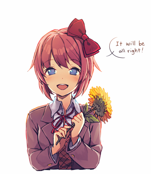 sayori (doki doki literature club) drawn by peachcak3