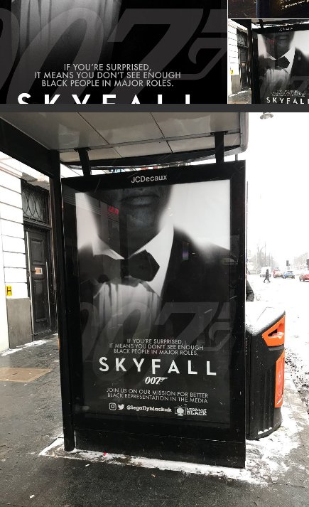 IF YOU'RE SURPRISED IT MEANS YOU DON'T SEE ENOUGH BLACK PEOPLE IN MAJOR ROLES SKYFAL JCDecaux IT MEANS YOU DON'T SEE ENOUGH BLACK PEOPLE IN MAJOR ROLES SKY FALL 007 OIN US ON OUR MISSION FOR DETTER BLACK REPRESENTATION IN THE MEDIA