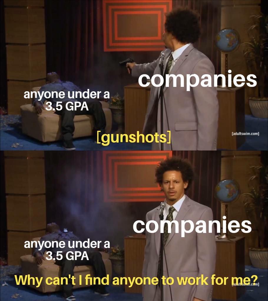 anijone undera companies anyone under a 3.5 GPA [adultswim.com] günshots] companies anyone under a 3.5 GPA Why can't I find anyone to work for me2 com