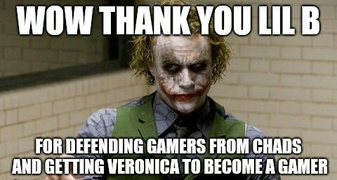 WOW THANK YOU LILEB FOR DEFENDING GAMERS FROM CHADS AND GETTING VERONICA TO BECOME A GAMER