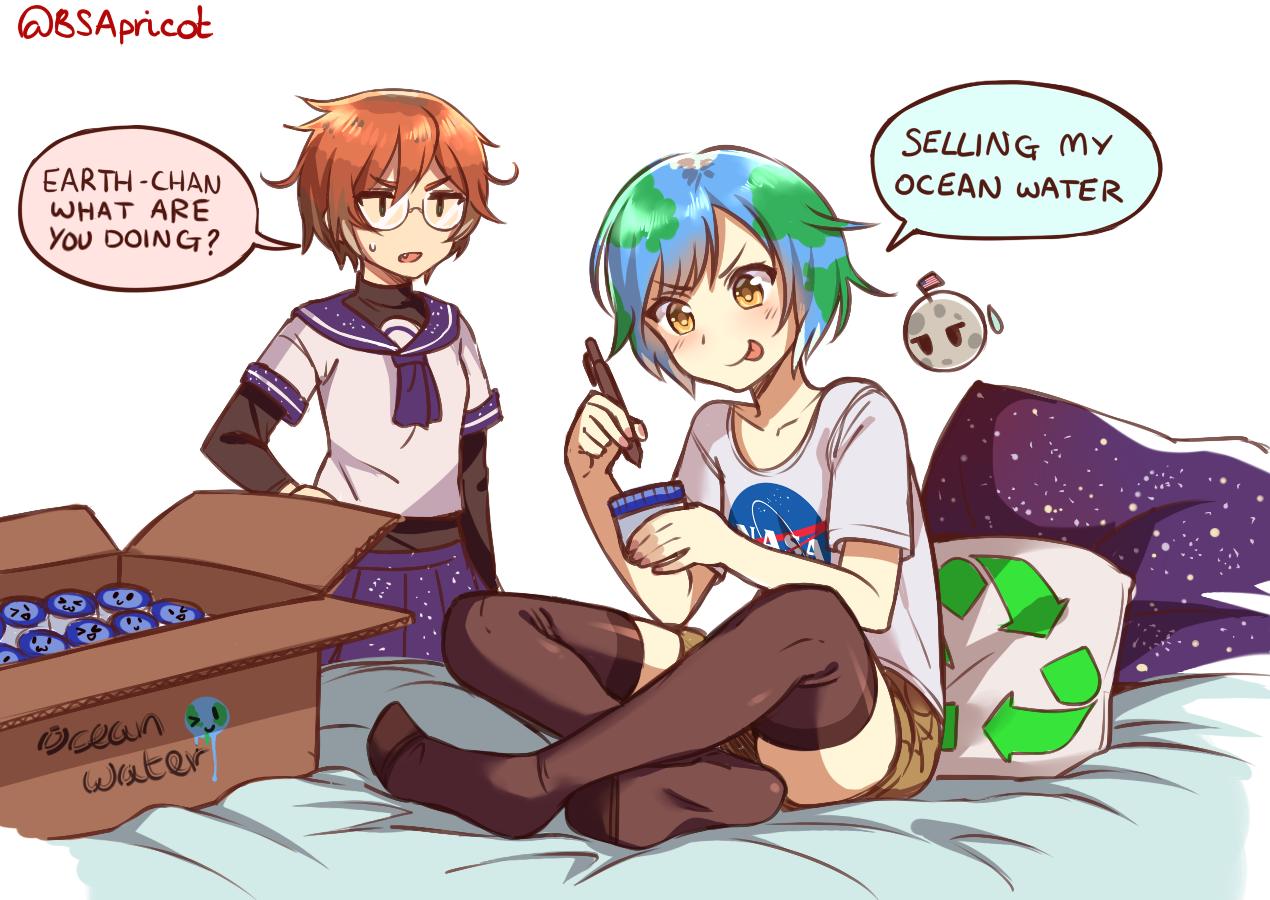 ESApricot EARTH-CHAN WHAT ARE You DOIN G? SELLING MY OCEAN WATER 0 Oelan Water