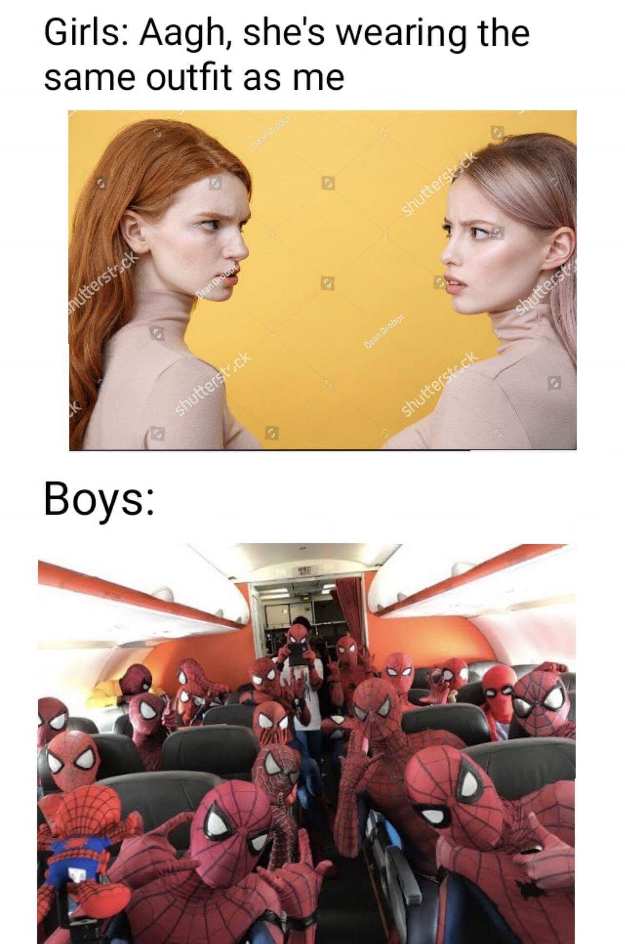 Girls: Aagh, she's wearing the same outfit as me OcnOrengr utterst ck Dean Drobot shutterstock shutterstock Boys: Dean Drobot shutterst shutterstock