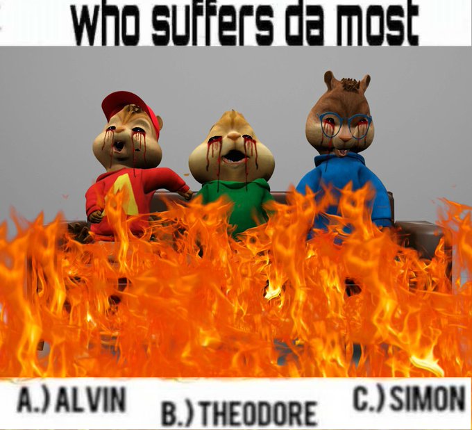 Who suffers da most A.)ALVIN B)THEODORE C.)SIMON