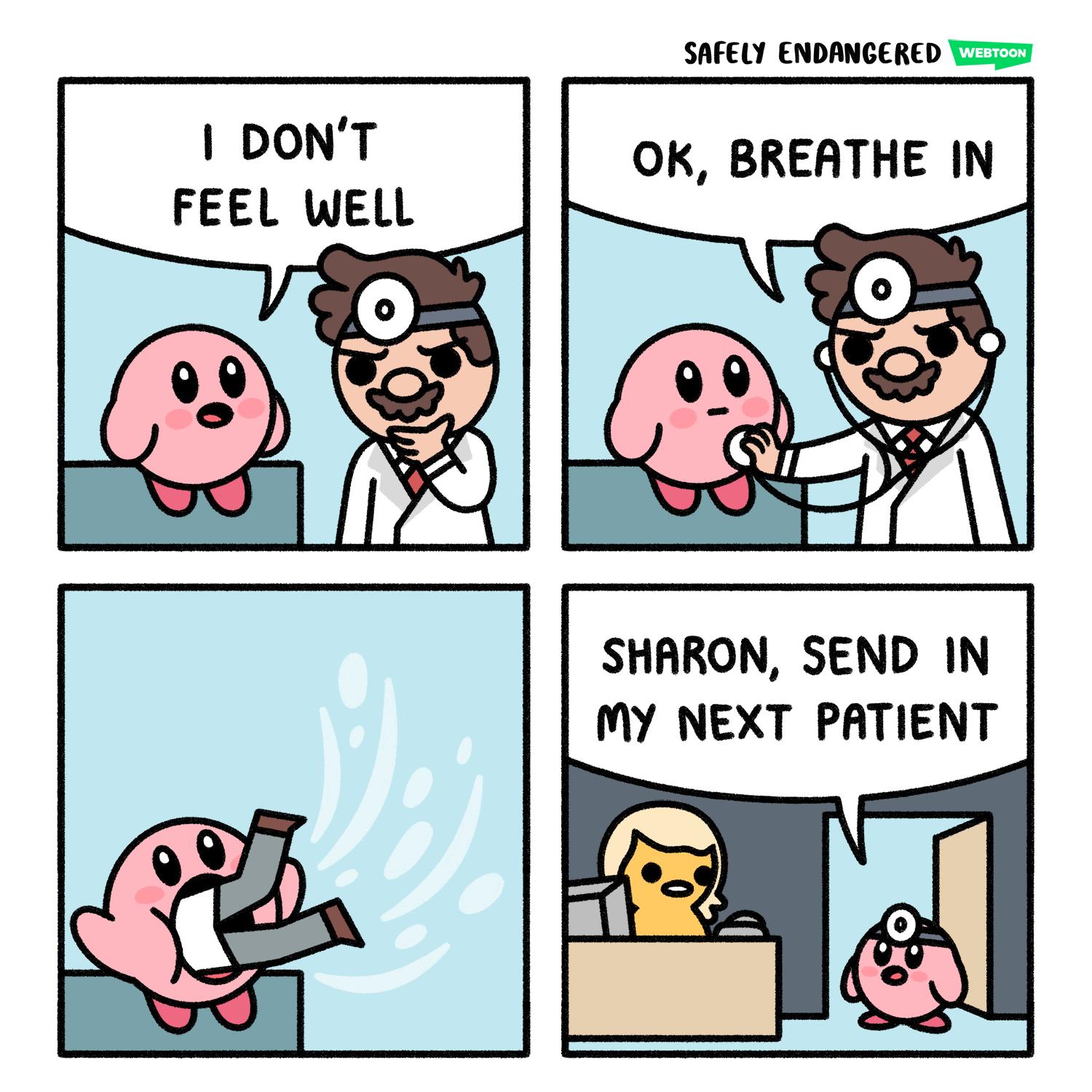 SAFELY ENDANGERED WEBTOON I DON'T FEEL WELL OK, BREATHE IN SHARON, SEND IN MY NEXT PATIENT