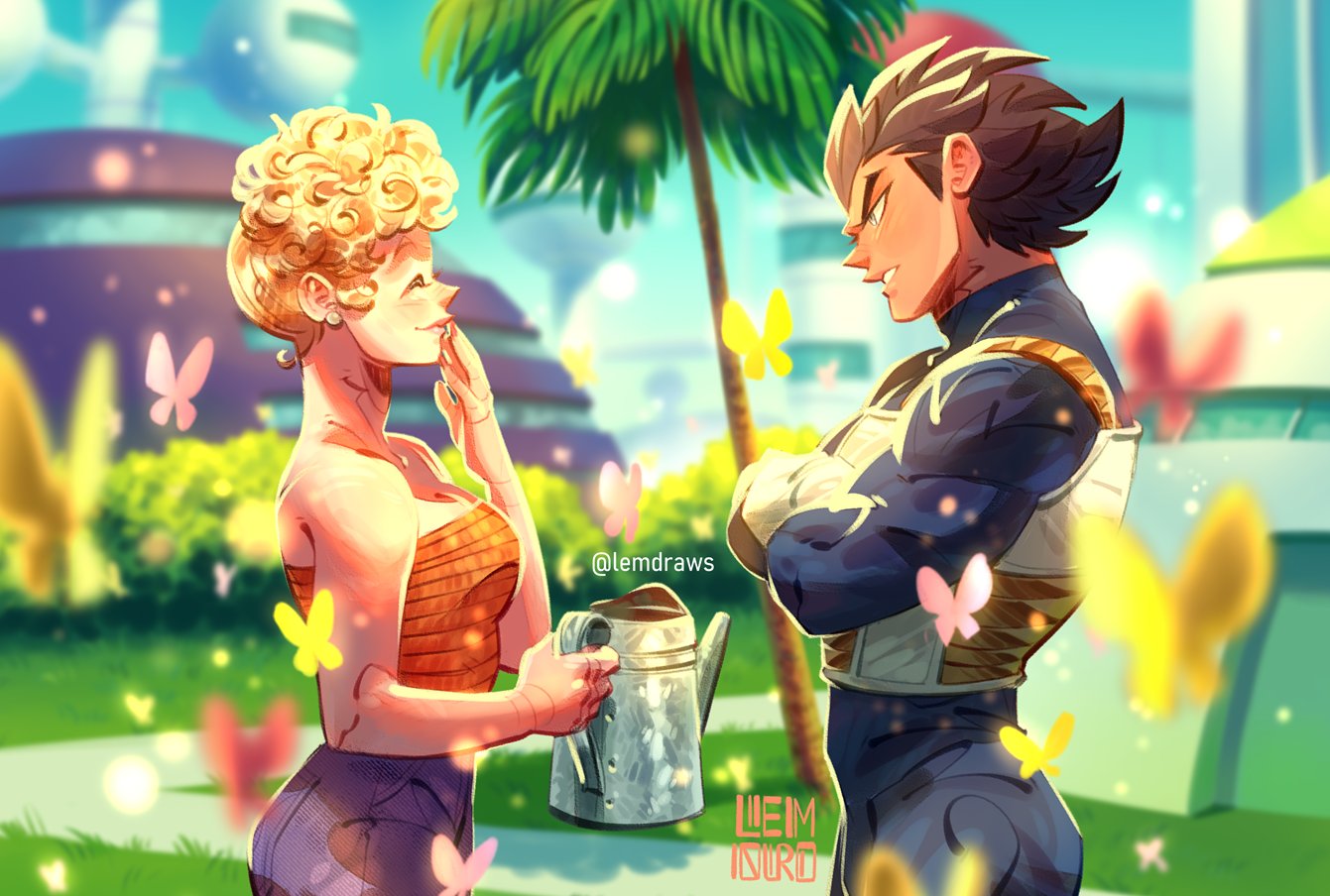 "..there's a scene in dbz where vegeta briefly talks to bulma's mom... and i always thought that was cute so i redrew it to destress a lil 🦋 i like to think he's always been aloof but polite to his mother-in-law lol" - lemdraws
More alts on the source