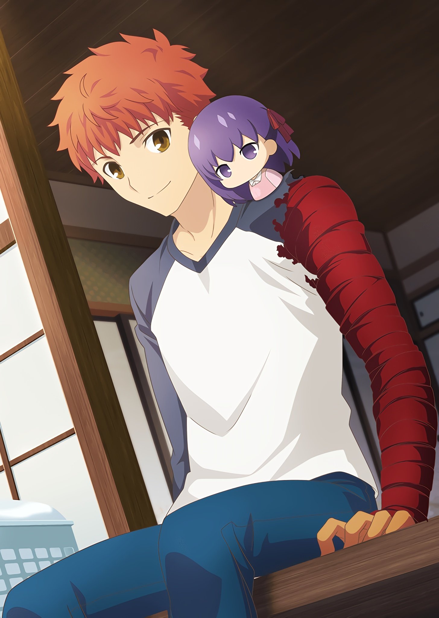 Shirou Emiya With A Sakura Plushie Fate Type Moon Know Your Meme