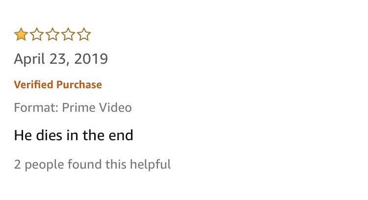 April 23, 2019 Verified Purchase Format: Prime Video He dies in the end 2 people found this helpful