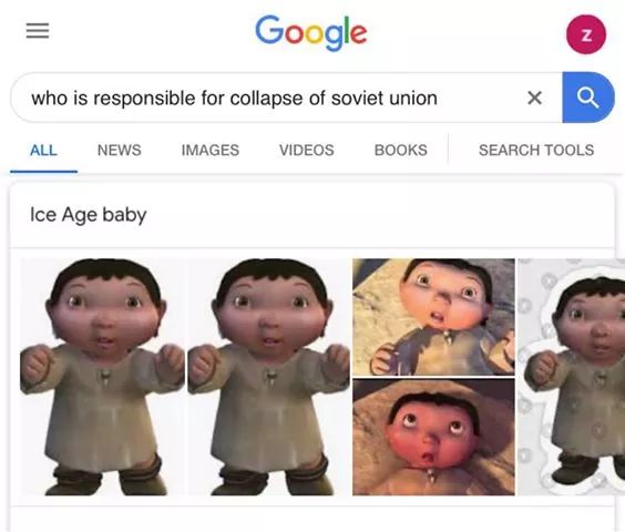 Google who is responsible for collapse of soviet union ALL NEWS IMAGES VIDEOS BOOKS SEARCH TOOLS Ice Age baby