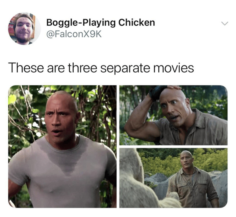 Boggle-Playing Chicken @FalconX9K These are three separate movies