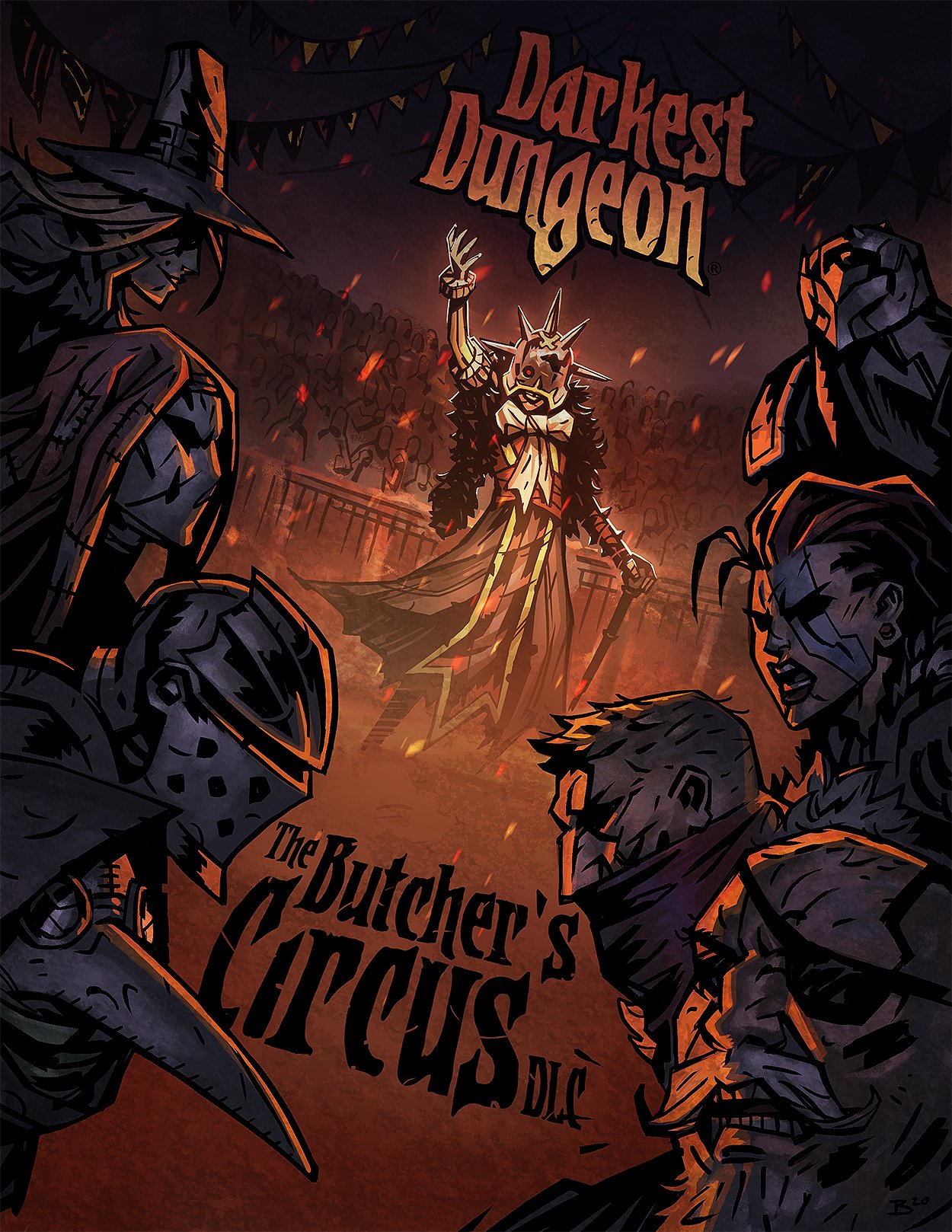 "Steam Source":https://store.steampowered.com/app/1117860/Darkest_Dungeon_The_Butchers_Circus/

The Hamlet may have fallen on hard times, but the creak of wagons and blare of abused trumpets signals a change in fortune for the bold and meek alike: the Circus is in town!

A weathered and bloodstained pavilion tent beckons, the Twins flank the flap, and a rheumy-eyed Barker announces:

"The Butcher demands a show!"

“Buy the ticket, take the ride.”
― Hunter S. Thompson

Features:
- New Hamlet Location: The Butcher's Circus
- Engage in no-holds-barred PvP combat with teams of 4 heroes (without risking your Campaign heroes)
- Climb the ranks to show off your command of heroes and ability to weather misfortune and violence
- Unlock banner components and use your creativity to assemble your own duelist heraldry
- Strategize with new gladiatorial trinkets that can mean all the difference in pitched battles against other heroes
- A gleefully warped musical theme by Stuart Chatwood, Narrator quips by the esteemed Wayne June, and all-new   gripping sound FX by Power Up Audio