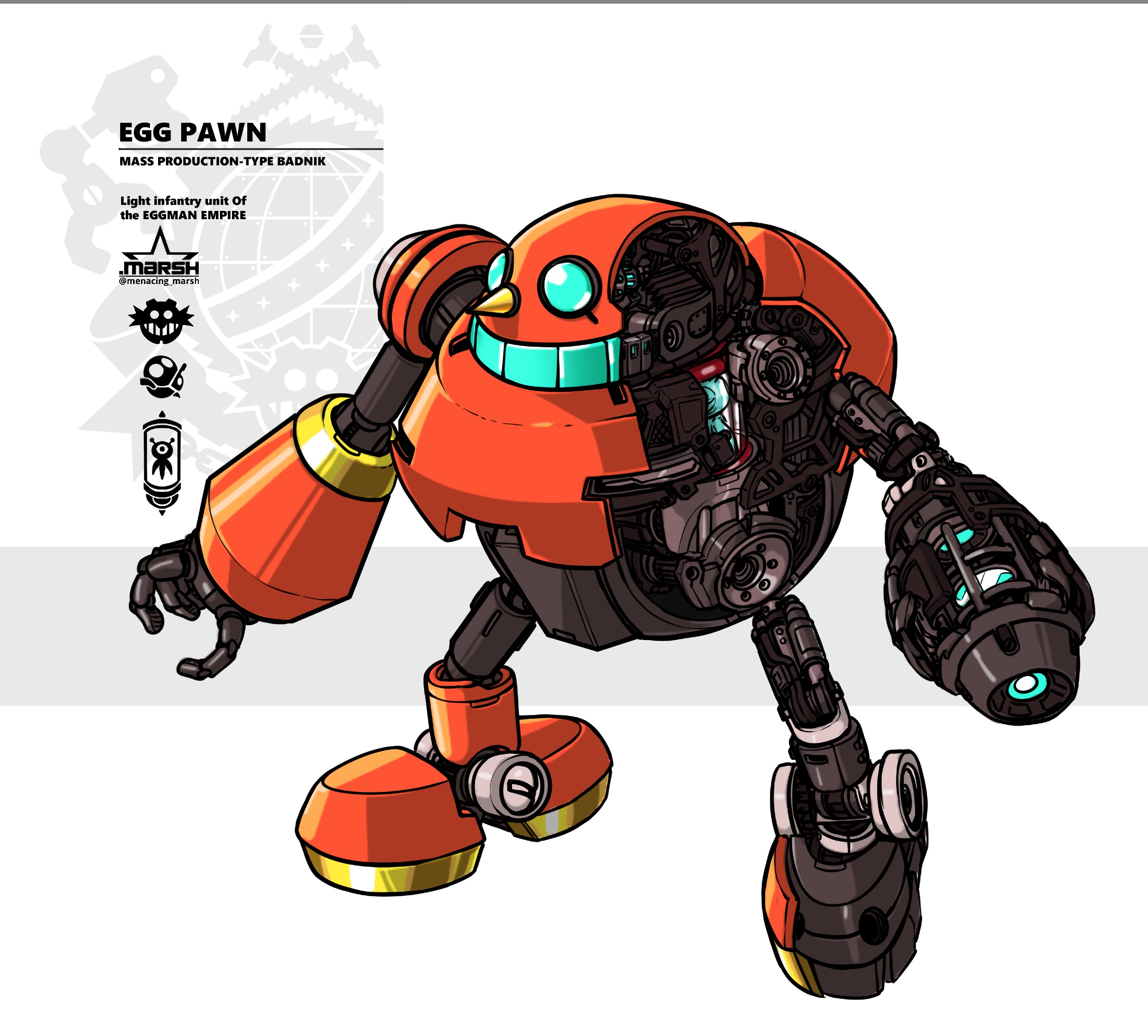 EGG PAWN MASS PRODUCTION-TYPE BADNIK Light infantry unit Of the EGGMAN EMPIRE .MARSH @menacing_marsh