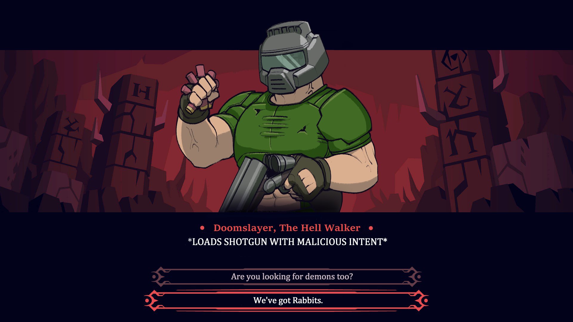 This is how helltaker recruits Doomguy to his harem by Krekkov ...