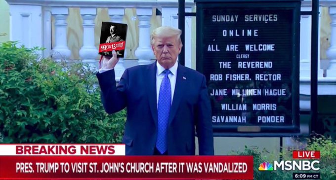 SUNDAY SERVICES ONLINE mem Kampr ALL ARE WELCOME CLERGY THE REVEREND ROB FISHER. RECTOR JANE MLLUKEN HAGUE WILLIAN MORRIS SAVANNAH PONDER BREAKING NEWS PRES. TRUMP TO VISIT ST. JOHN'S CHURCH AFTER IT WAS VANDALIZED MSNBC LIVE 6:09 PH CT