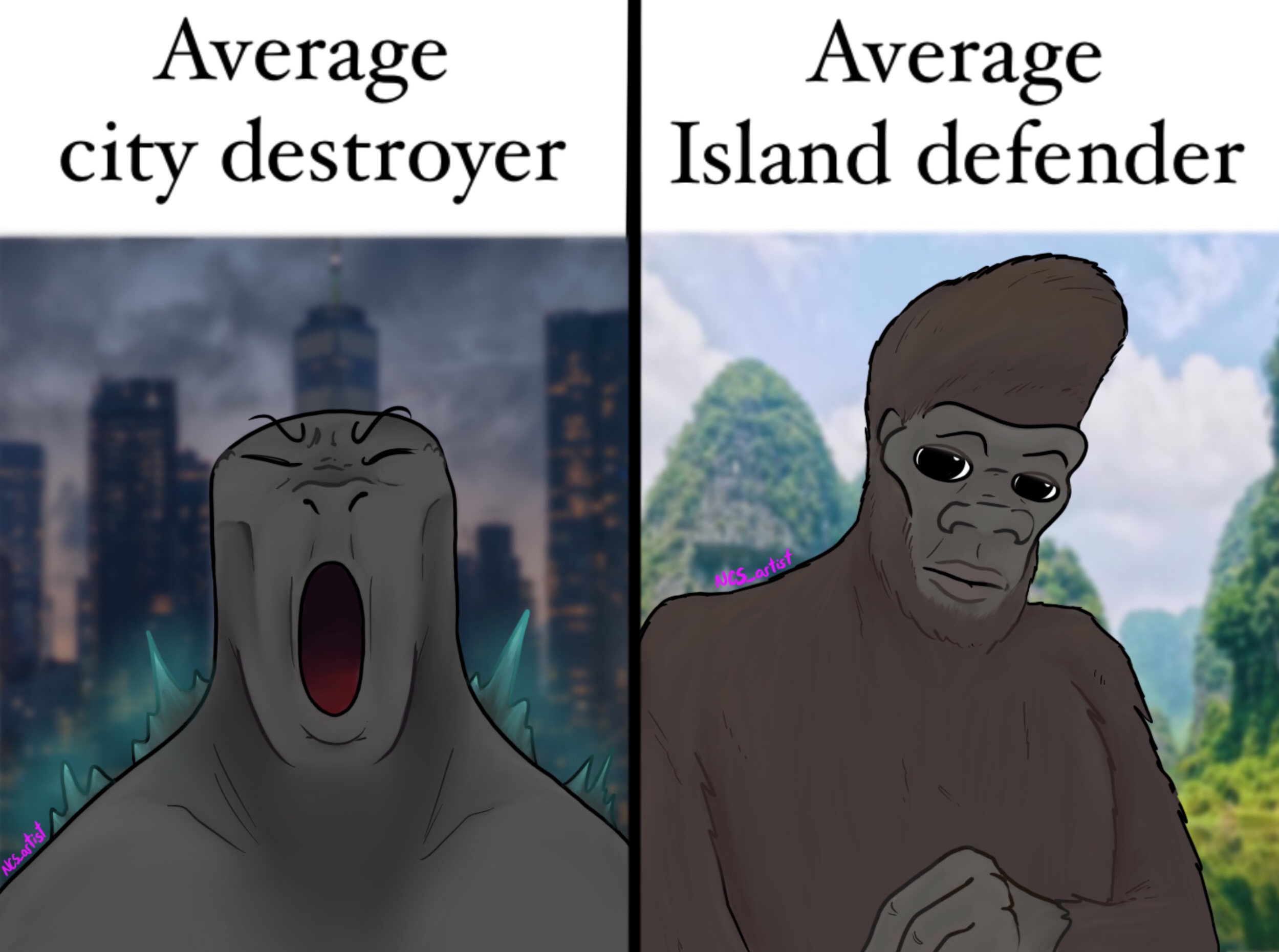 Average city destroyer |Island defender Average Jes astist Nes.artist