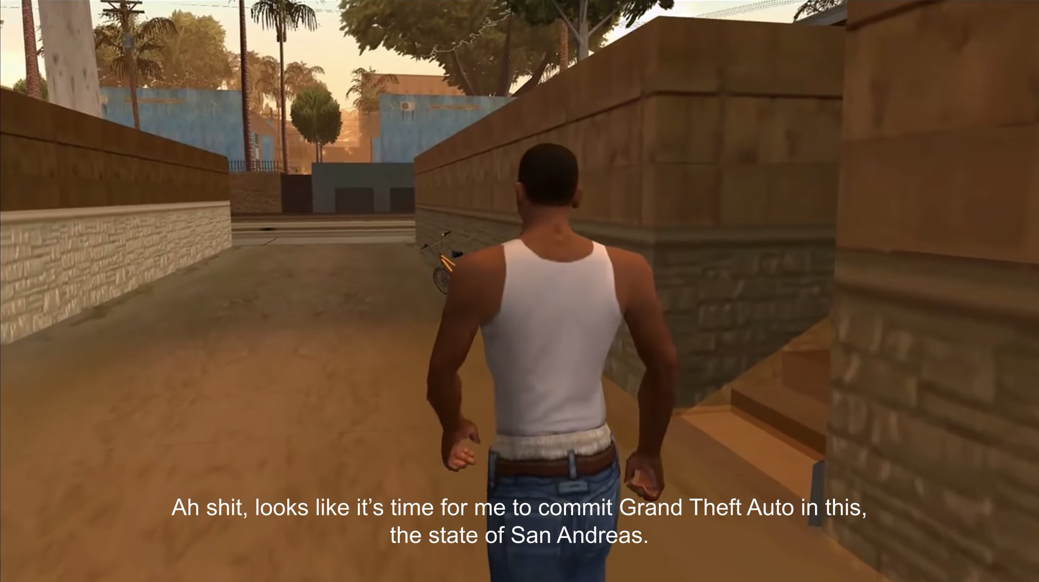 Ah s---, looks like it's time for me to commit Grand Theft Auto in this, the state of San Andreas.