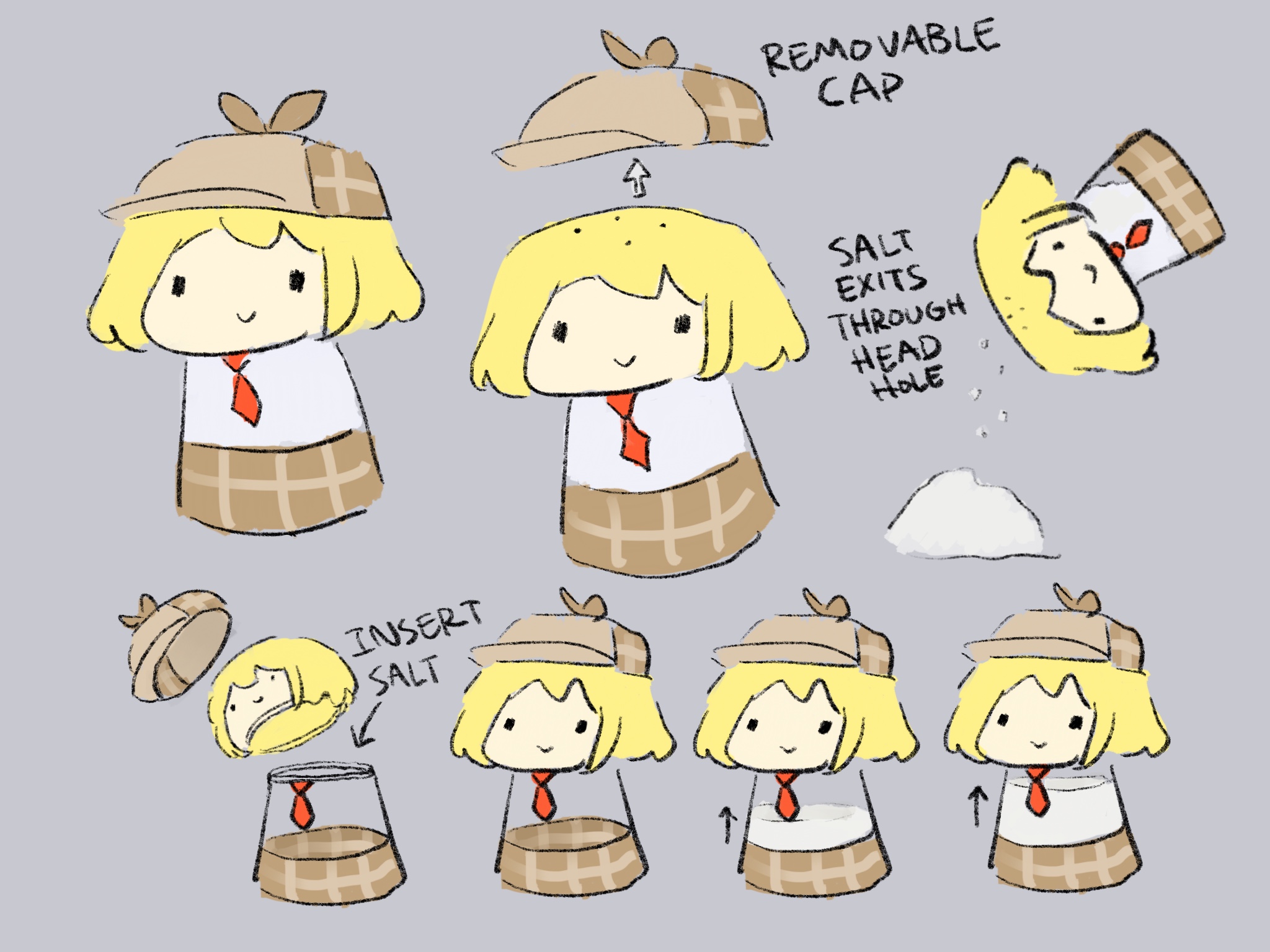 REMOVABLE CAP SALT EXITS THROUGH HEAD HOLE INSERT SALT