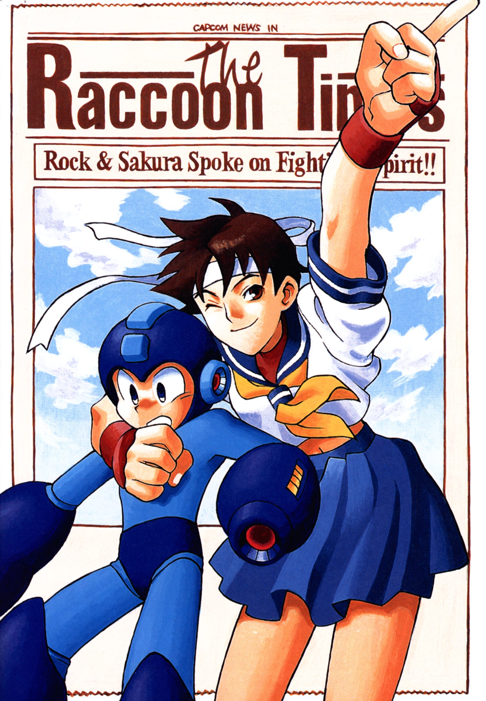 Art Of Mega Man And Sakura From A 1996 Issue Of Capcom S Official Fan Magazine Cfc Style Fan Book Vol 2 Gaming Know Your Meme