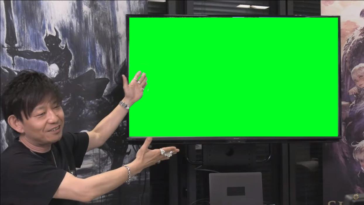 Yoshi-P showing a exploitable image on television