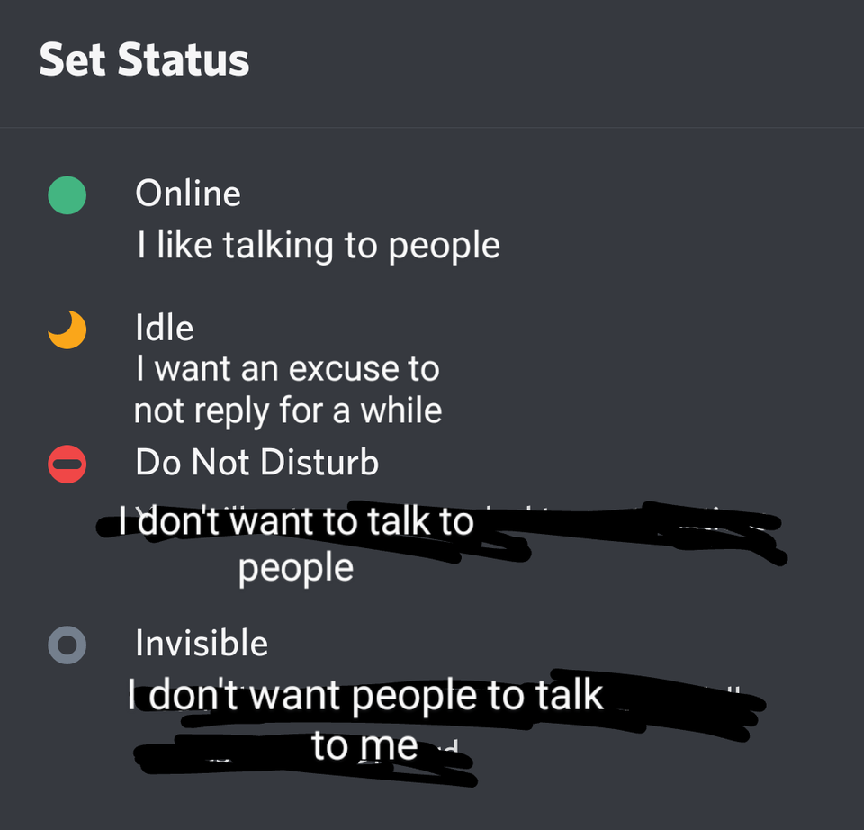 Statuses In A Nutshell Discord Know Your Meme