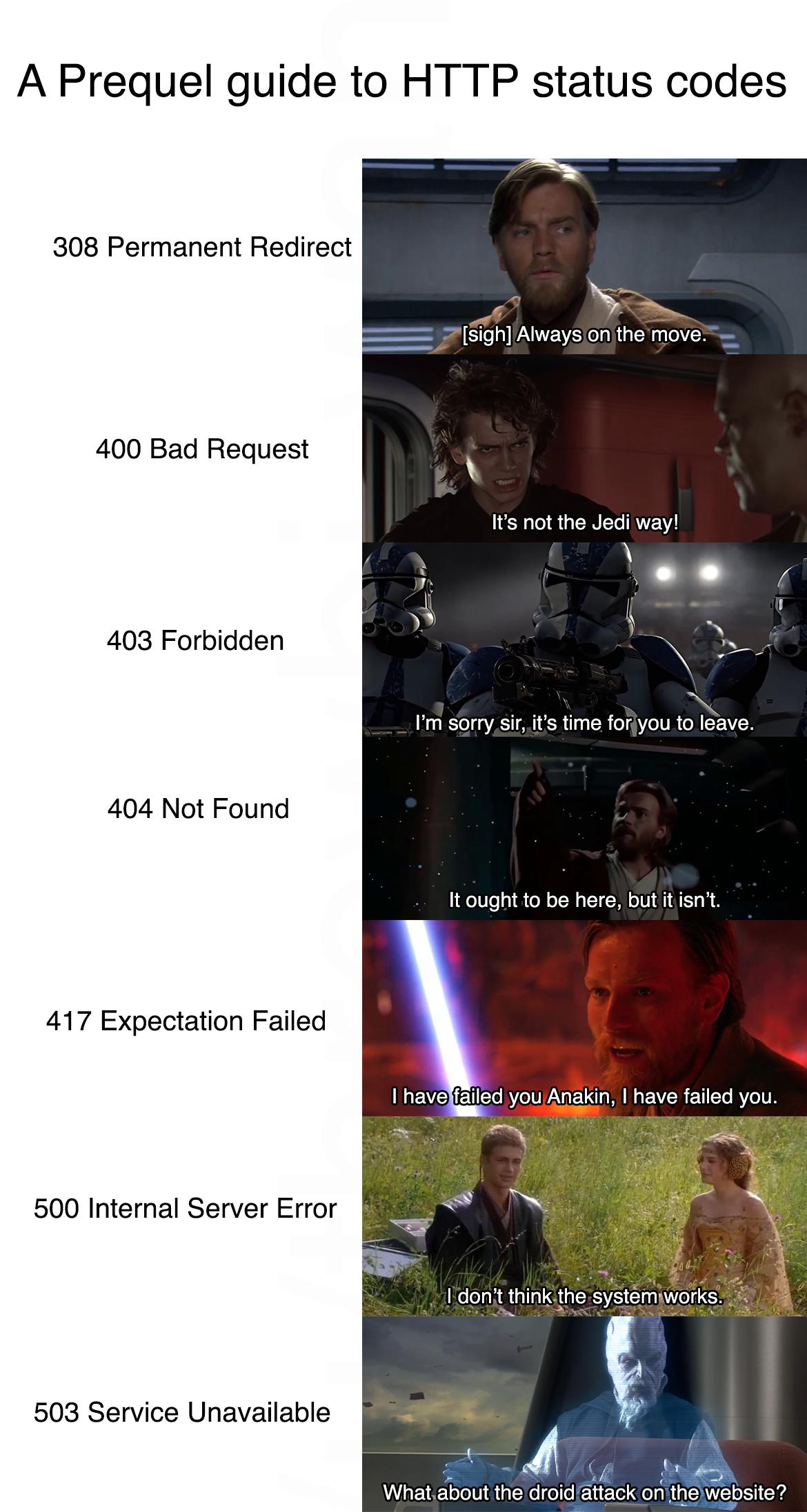 A Prequel Guide To HTTP Status Codes Prequel Memes Know Your Meme A Prequel Guide To HTTP Status Codes Prequel Memes Know Your Meme