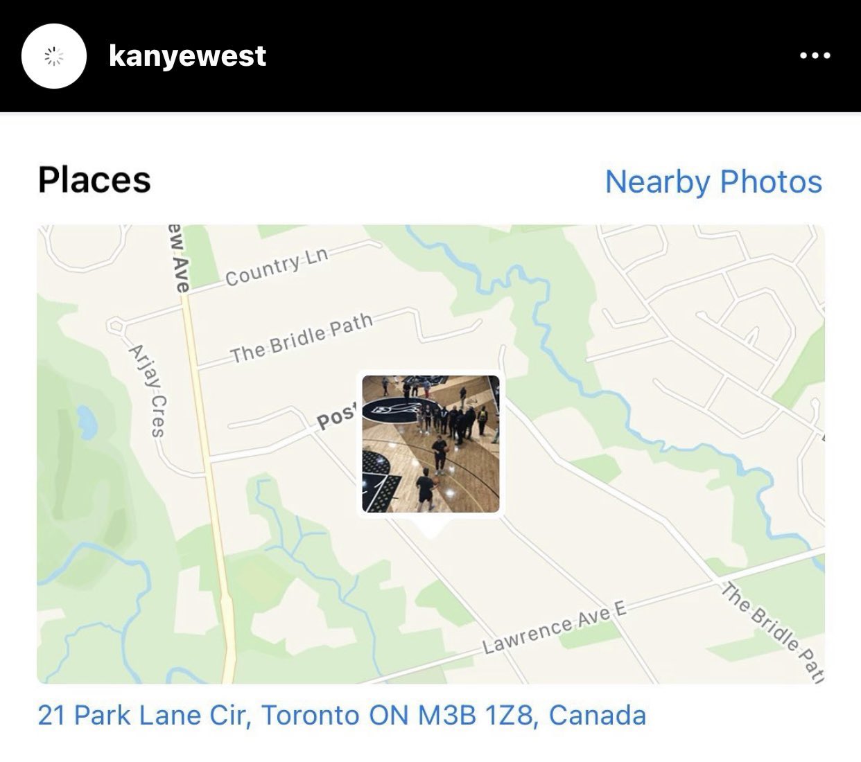 kanyewest Places Nearby Photos Country Ln- The Bridle Path Pos The Bridle Pati Lawrence Ave E 21 Park Lane Cir, Toronto ON M3B 1Z8, Canada ew Ave Arjay Cres