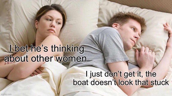 I bet he's thinking about other women I just don't get it, the boat doesn't look that stuck imgip.com