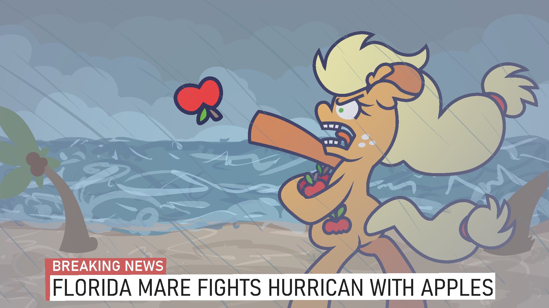 BREAKING NEWS FLORIDA MARE FIGHTS HURRICAN WITH APPLES