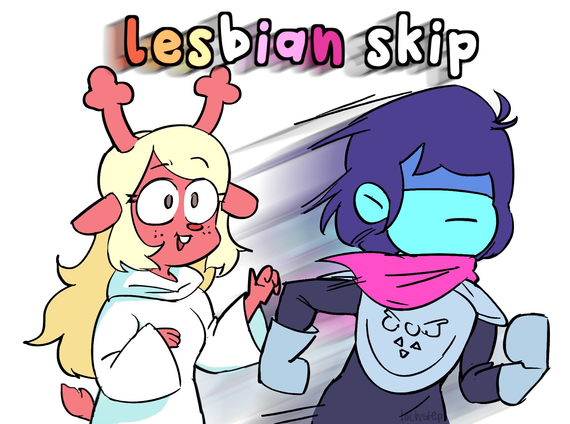 Lesbian skip tochstep