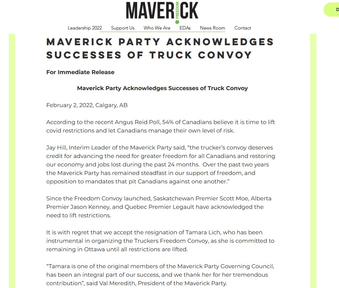 Success And Someone Resigns From The Maverick Party Canadian Freedom Convoy Convoi De La Liberte Know Your Meme